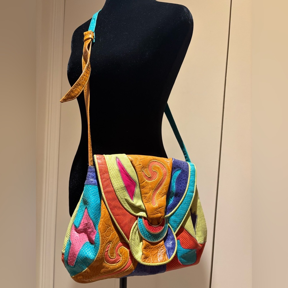 Vintage Sharif Vibrant patchwork crossbody Handbag